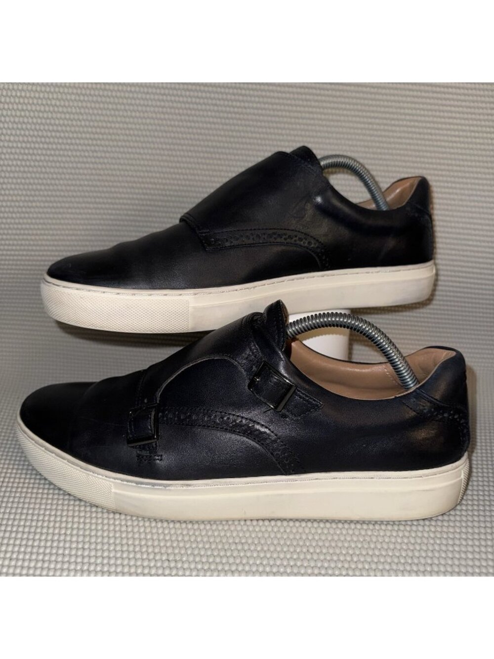 Hugo Boss Double Monk Strap Low-Top Black Leather Sneaker Men's Size 9 (42)